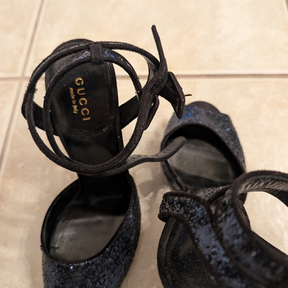 Gucci Women's Black Glitter Heels